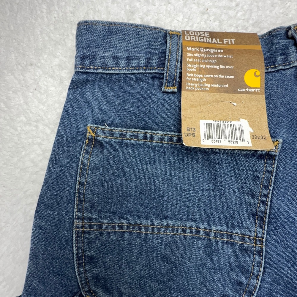 Carhartt Loose Original Fit Work Dungaree Blue Jeans Mens 32x32 B13 DPS NWT NOS